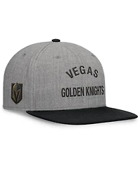 Fanatics Men's Heather Gray Vegas Golden Knights Elements Flat Brim Leather Strapback Hat
