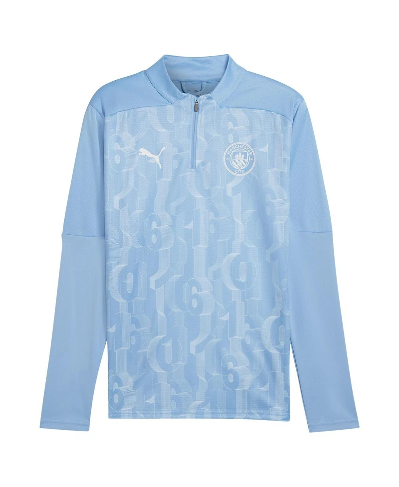 Puma Men's Light Blue Manchester City 2024/25 Pre-Match DryCELL Quarter-Zip Top