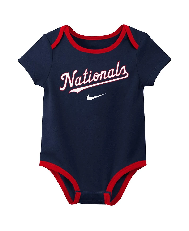Nike Baby Boys and Girls Washington Nationals Authentic Collection Three-Pack Bodysuit Set