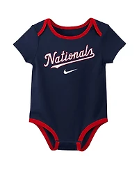 Nike Baby Boys and Girls Washington Nationals Authentic Collection Three-Pack Bodysuit Set