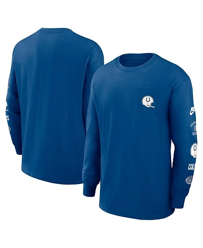 Nike Men's Blue Indianapolis Colts Rewind Heavy Max 90 Pocket Long Sleeve T-Shirt