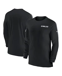 Nike Men's Black Philadelphia Eagles Sideline Coach Uv Performance Long Sleeve T-Shirt