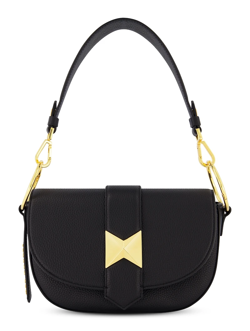 Gold Plated Hardware Grain Leather Saddle Bag