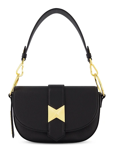 Gold Plated Hardware Grain Leather Saddle Bag