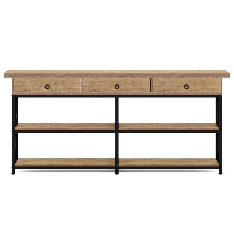 Tribesigns 63" Console Table, Farmhouse 2-Tier Entryway Table with U-Shaped Base, Narrow Long Wood Sofa Table Behind Couch Table