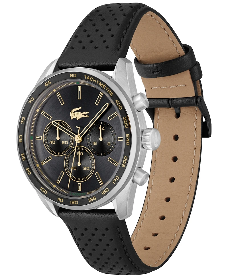 Lacoste Men's Boston Black Leather Strap Watch 42mm