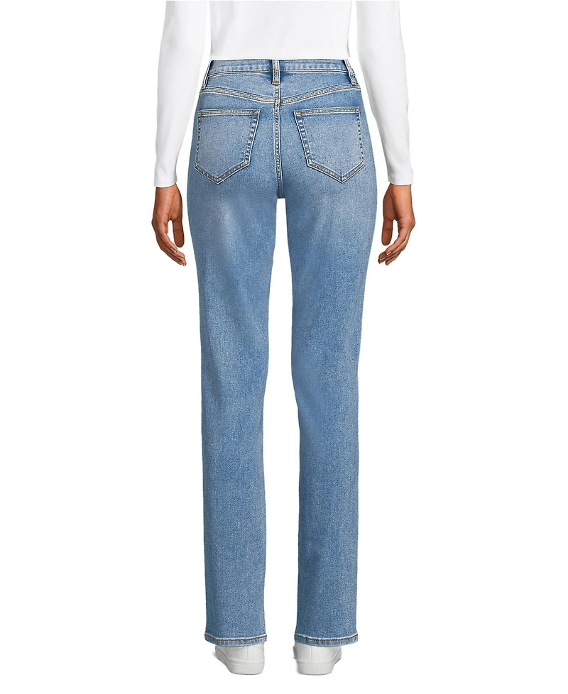 Lands' End Women's Recover High Rise Straight Leg Blue Jeans
