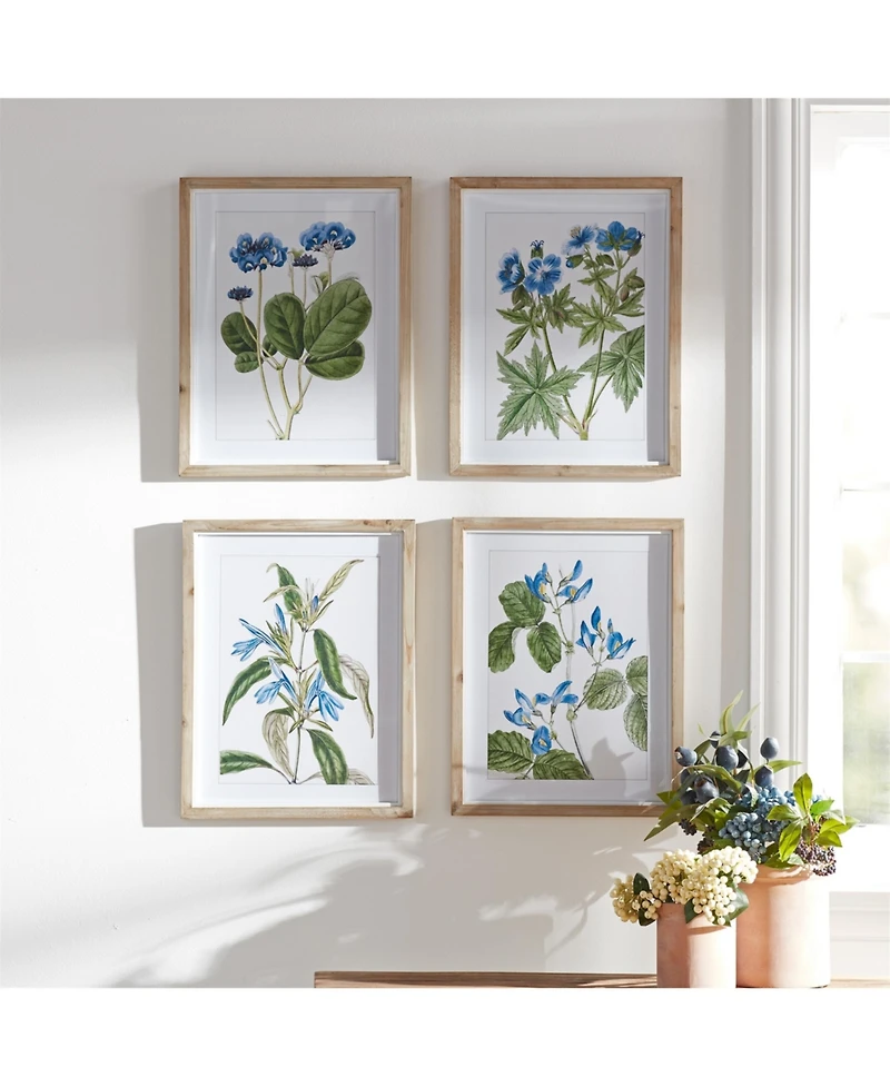 Framed Floral Art Print Stylish Botanical Wall Decor for Home (Set of 4)