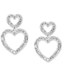 Effy Diamond Round & Baguette Open Heart Drop Earrings (3/8 ct. t.w.) in 14k White Gold