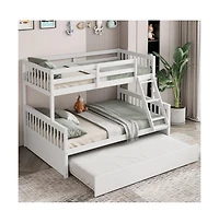 Sugift Twin Over Full Convertible Bunk Bed with Trundle
