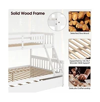 Sugift Twin Over Full Convertible Bunk Bed with Trundle