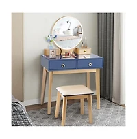 Sugift Makeup Vanity Table Set with Touch Screen Dimming Mirror and 3 Color Lighting Modes