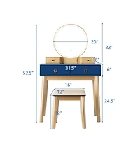 Sugift Makeup Vanity Table Set with Touch Screen Dimming Mirror and 3 Color Lighting Modes
