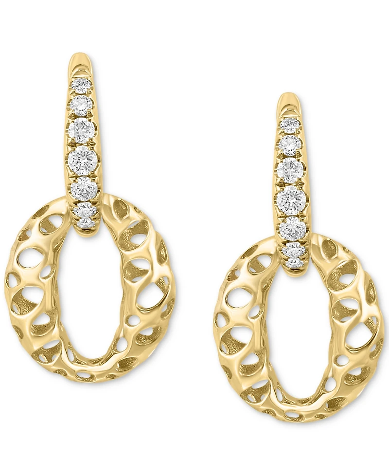 Effy Diamond Openwork Dangle Hoop Drop Earrings (3/8 ct. t.w.) in 14k Gold