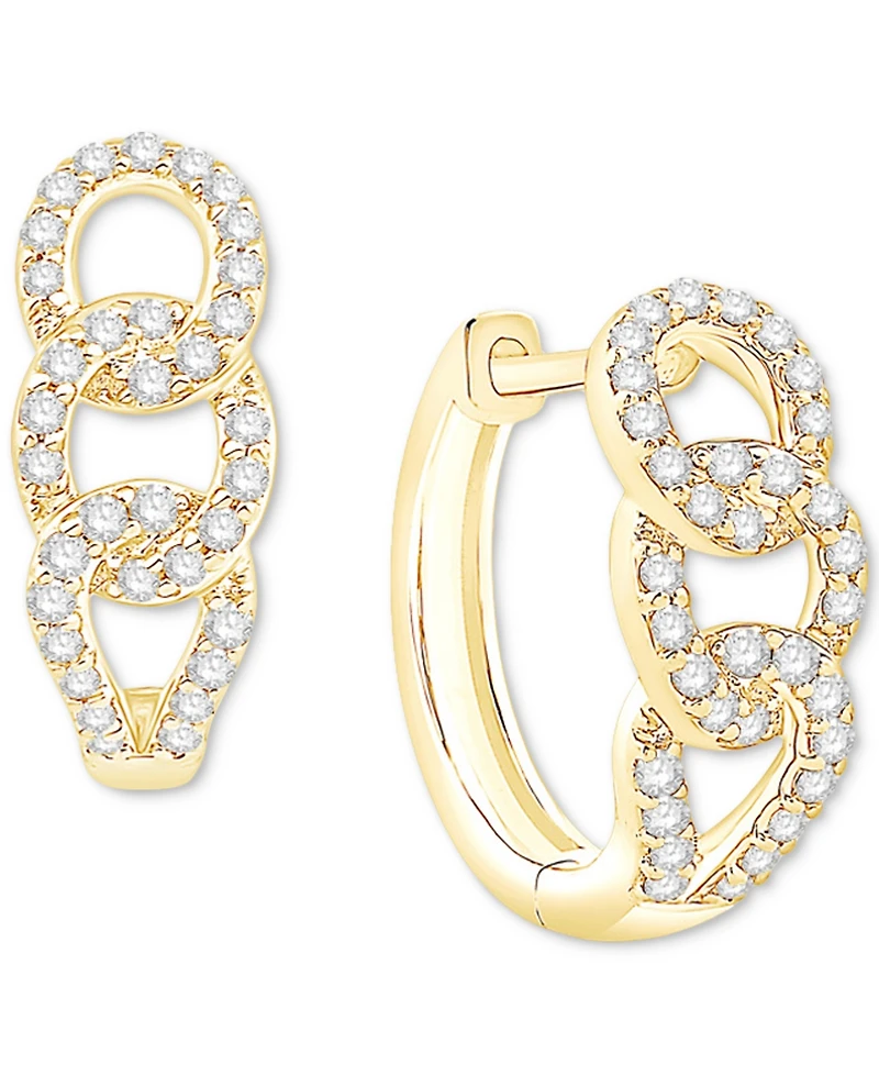 Diamond Triple Link Hoop Earrings (1/4 ct. t.w.) in 10k Gold