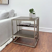 Streamdale Furniture Metal Frame Wood Living Room End Table with Shelf