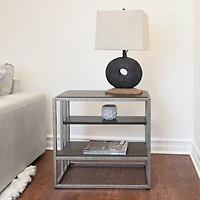 Streamdale Furniture Metal Frame Wood Living Room End Table with Shelf