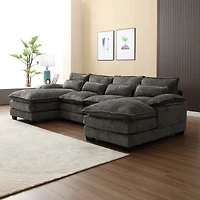 Streamdale Modern Large chenille Fabric U-Shape Sectional Sofa