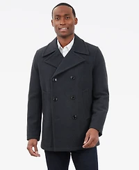 London Fog Men Double-Breasted Wool Blend Peacoat