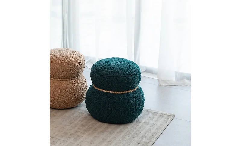 Streamdale Furniture Dark Green Snowman Stool with Plush Cushion