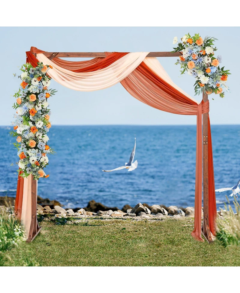 Slickblue Wooden Wedding Arch Solid Wood Arbor Backdrop Stand for Wedding Ceremony-Square