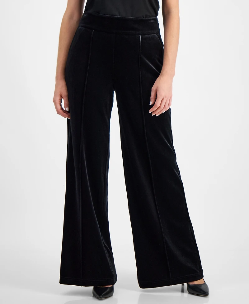 I.n.c. International Concepts Petite Velvet High-Rise Wide-Leg Pants, Created for Macy's