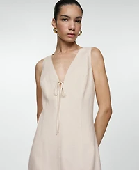 Mango Women's Short Linen Dress