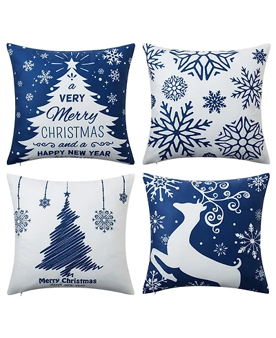 Caromio 4Pcs Velvet Christmas Decorative Throw Pillow Covers 18" x 18"