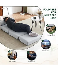 Streamdale Furniture Foldable Sofa Bed with Pillow, Portable, Breathable Linen
