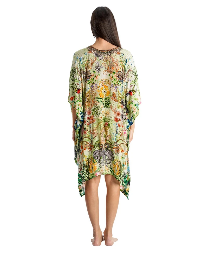 La Moda Clothing Women's V-neck Short Kaftan Dress