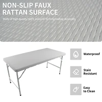 Streamdale 4FT Foldable Rattan Table, Portable & Durable