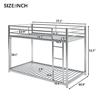 Streamdale Twin Over Metal Bunk Bed, Low Bed With Ladder