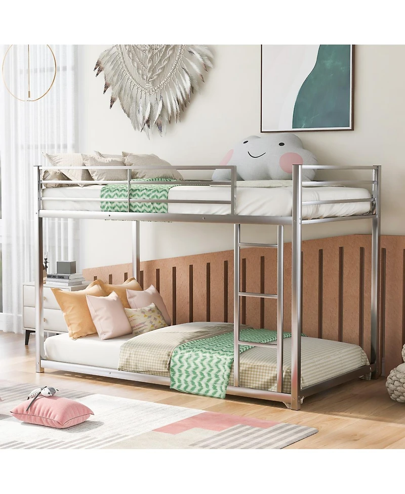 Streamdale Twin Over Metal Bunk Bed, Low Bed With Ladder