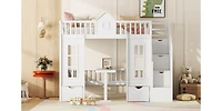 Streamdale Twin-Over-Twin Bunk Bed with Convertible Desk and Changer