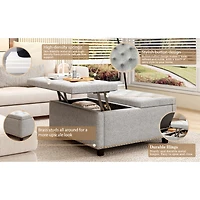 Simplie Fun Cotton Linen Square Chair with Storage