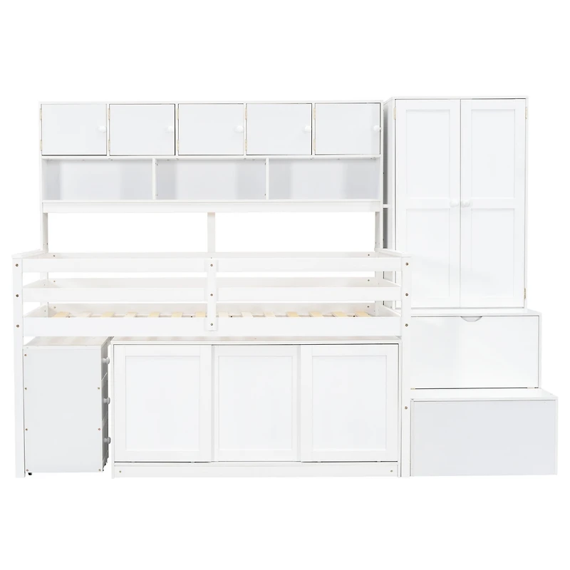 Streamdale Twin Loft Bed with Desk, Storage & Shelves