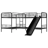 Simplie Fun Twin Size L-Shaped Bunk Bed With Slide And Ladder
