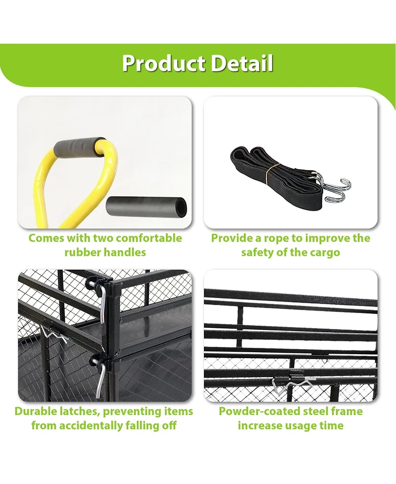 Sturdy Garden Cart 1400 Lbs Load Capacity, Steel Mesh Bed