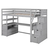 Streamdale Loft Bed with Desk, Drawers, Shelves & Staircase