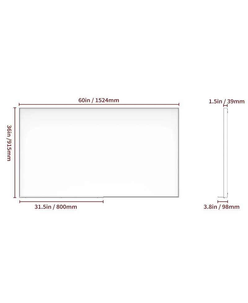 60x36" Oversized Rectangle Mirror with Removable Tray