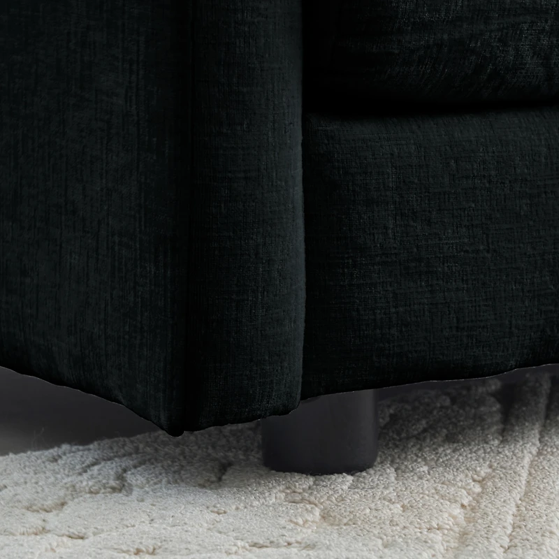 Black Chenille Ottoman Footrest for Sofa