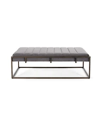 Streamdale Modern Velvet Fabric Ottoman Bench with Pleating and Metal Frame