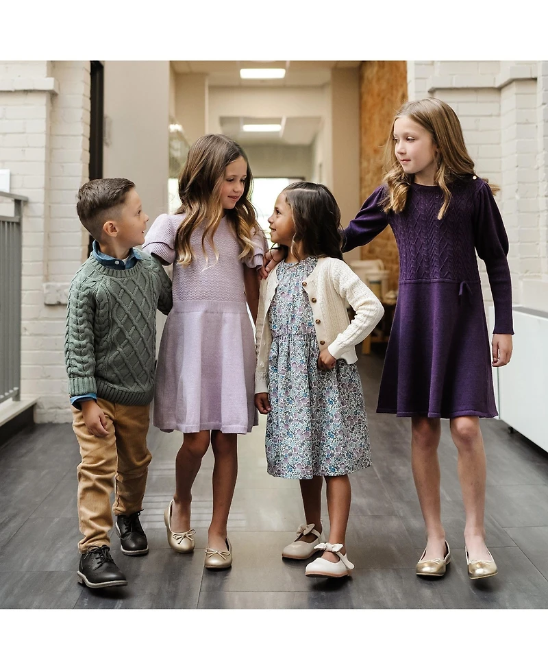 Hope & Henry Toddler Girls Double Flutter Sleeve Sweater Dress