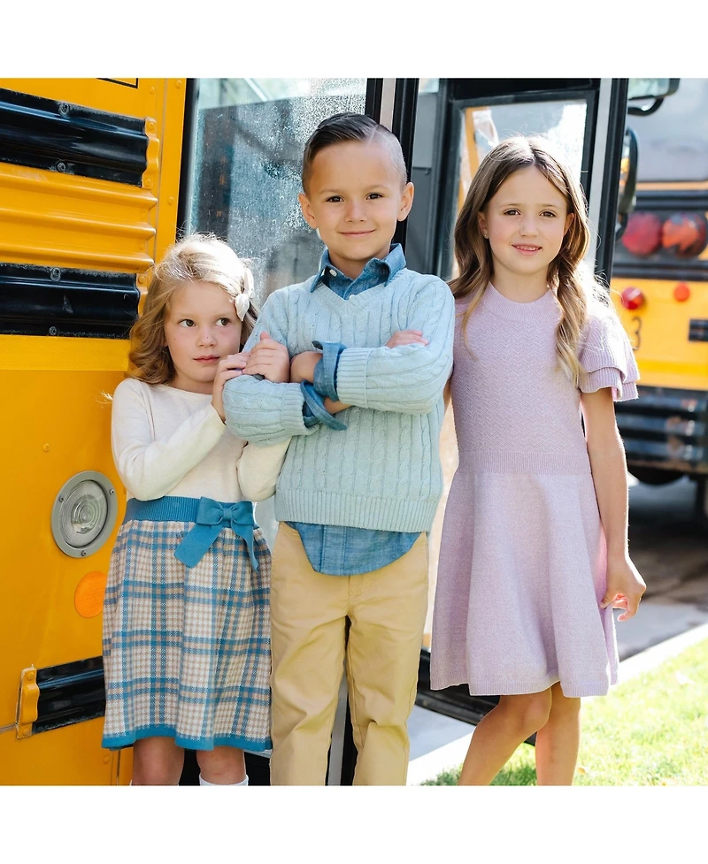 Hope & Henry Toddler Girls Double Flutter Sleeve Sweater Dress