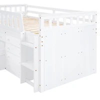 Streamdale Loft and Platform Bed with Drawers Guardrails (White)