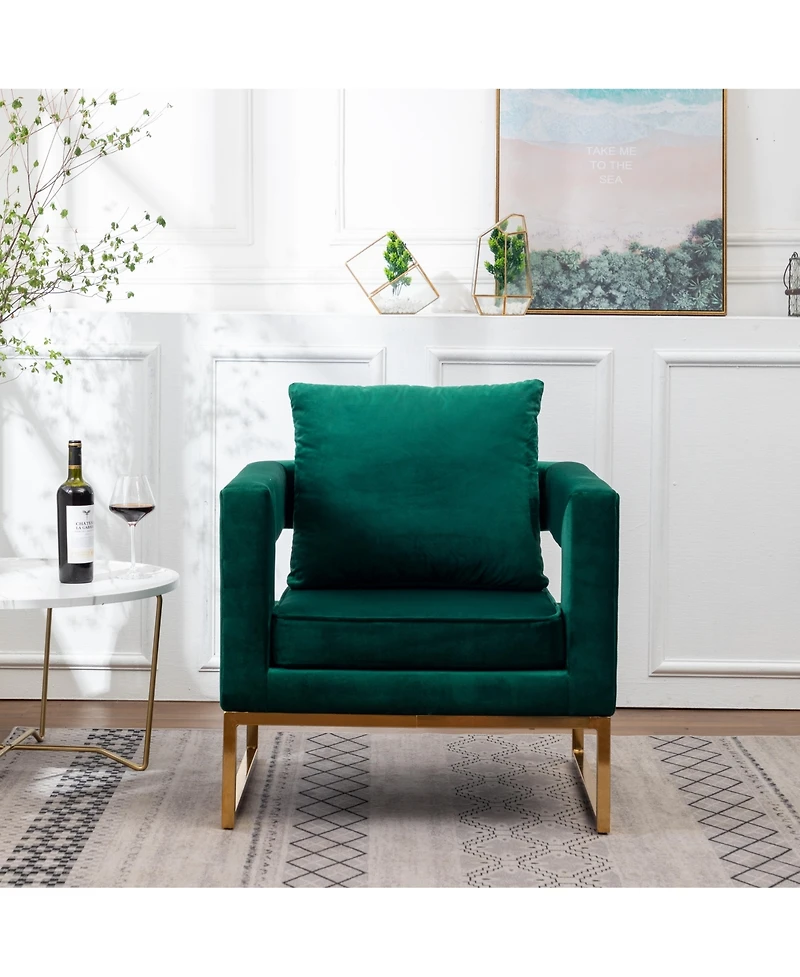 Streamdale Contemporary Upholstered Accent Arm Chair, Green