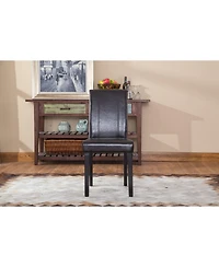 Streamdale Furniture Style Solid Wood Leatherette Padded Parson Chair, Brown, Set of 2