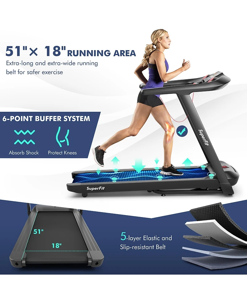 Costway 4.75HP Folding Treadmill w/Preset Programs Touch Screen Voice