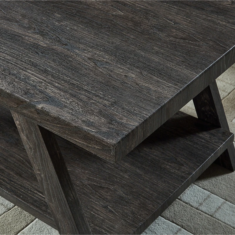 Streamdale Furniture Replicated Wood Shelf End Table in Charcoal Finish