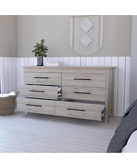 Streamdale Southington 6-Drawer Rectangle Dresser Light Gray